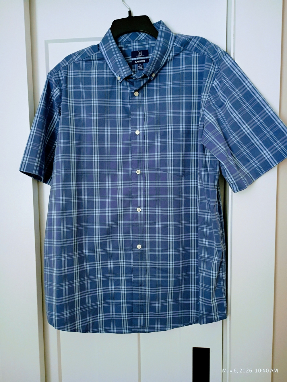 George Blue Plaid Short Sleeve Button-Down Shirt